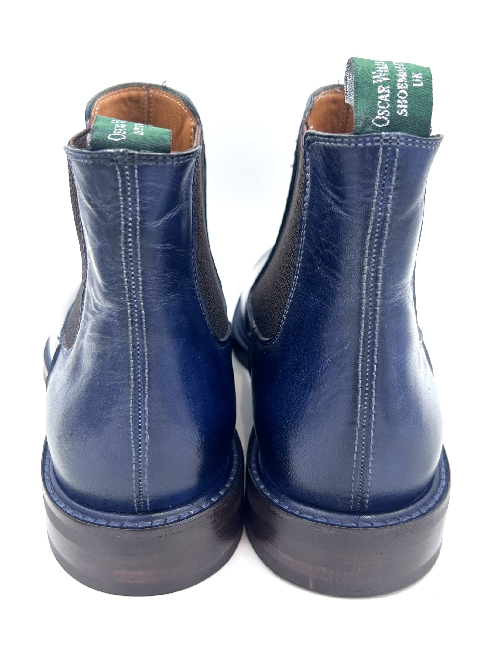 Handmade Classic Chelsea Boots – Navy Blue with Studded Sole