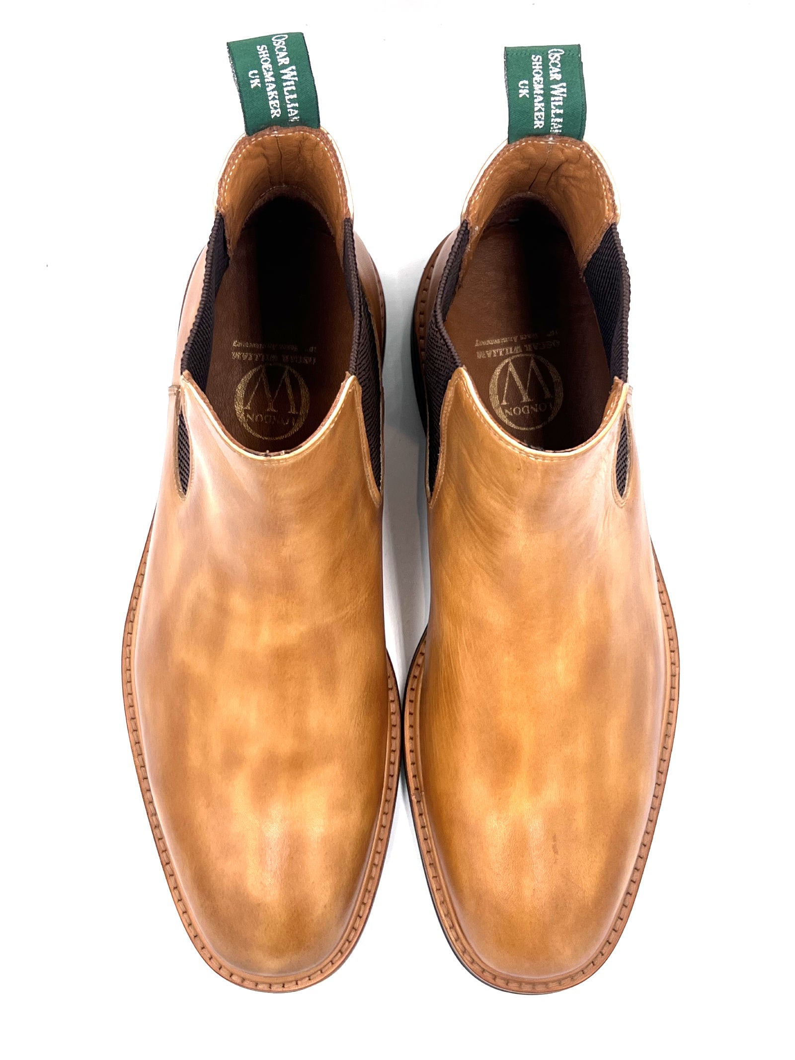 Oscar William Handmade Patina Chelsea Boots – Studded Rubber Sole