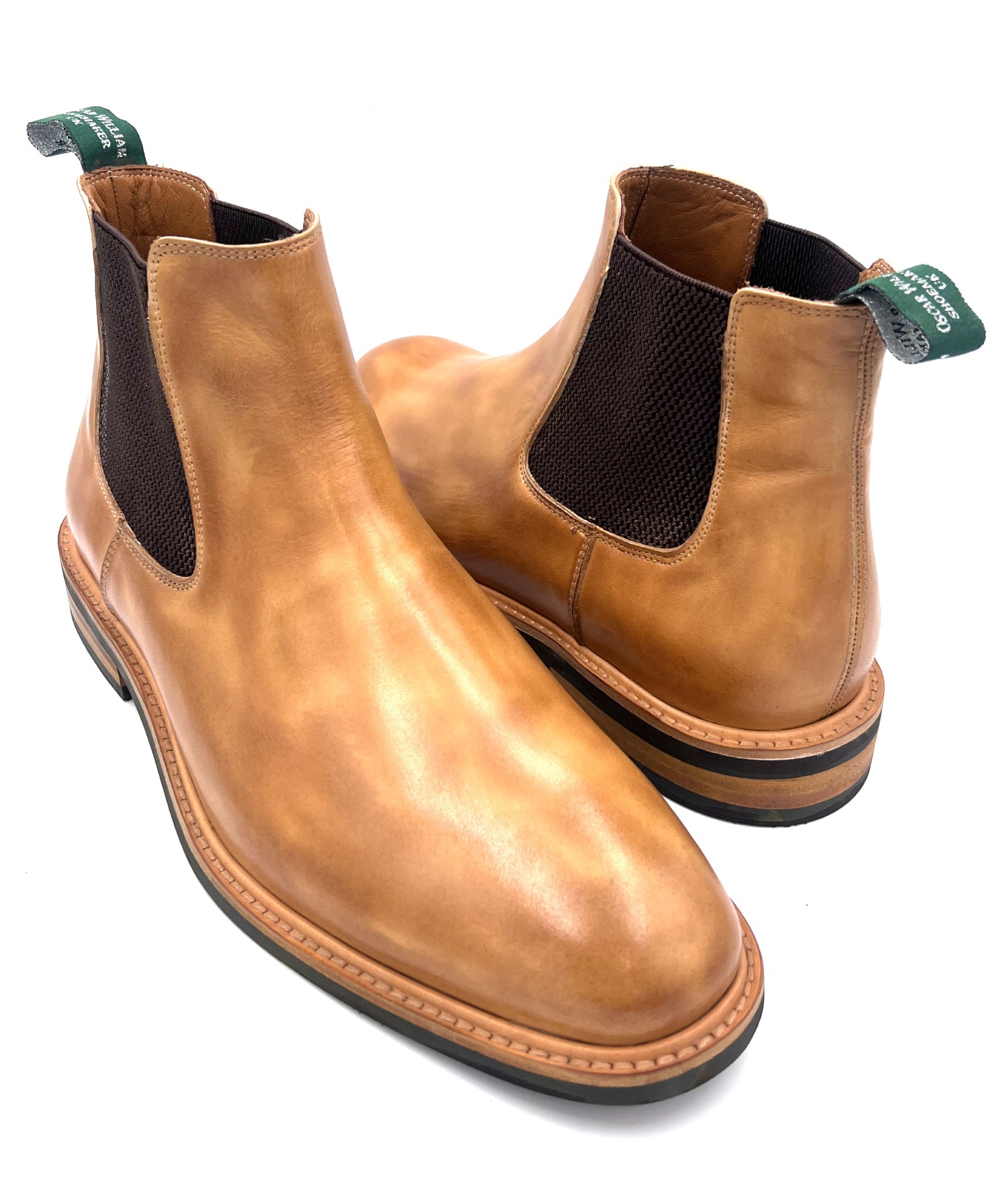 Oscar William Handmade Patina Chelsea Boots – Studded Rubber Sole