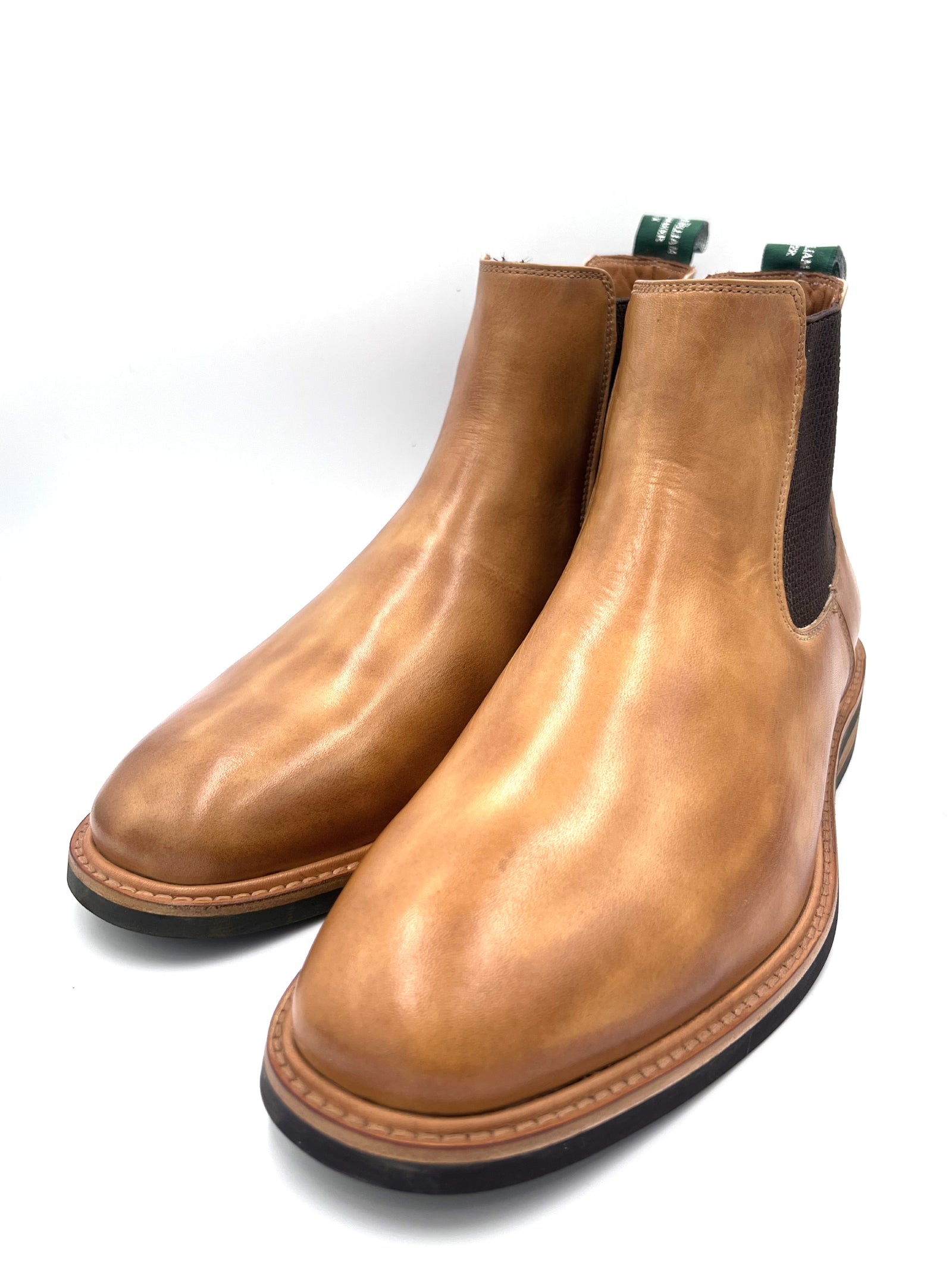 Oscar William Handmade Patina Chelsea Boots – Studded Rubber Sole