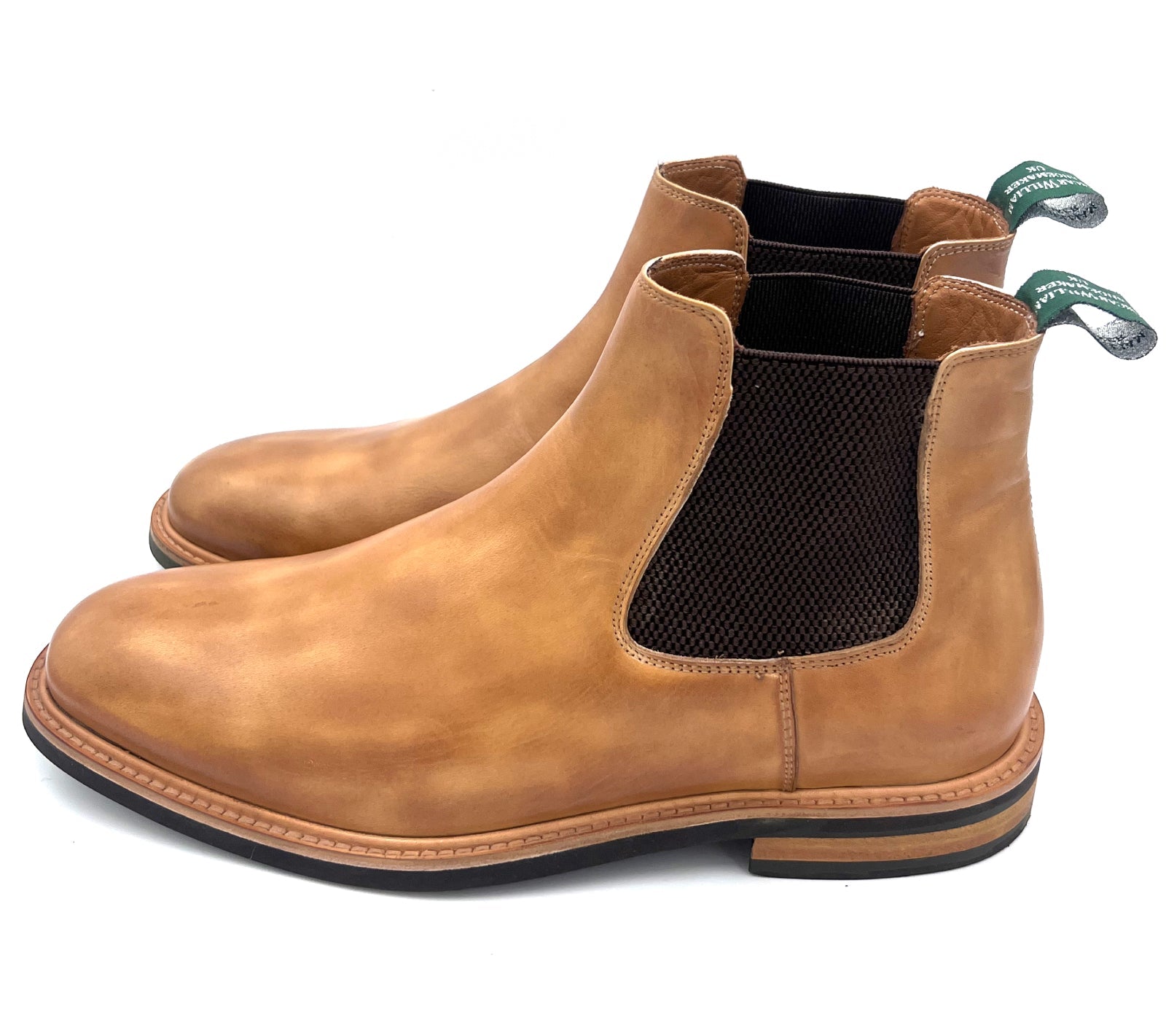 Oscar William Handmade Patina Chelsea Boots – Studded Rubber Sole