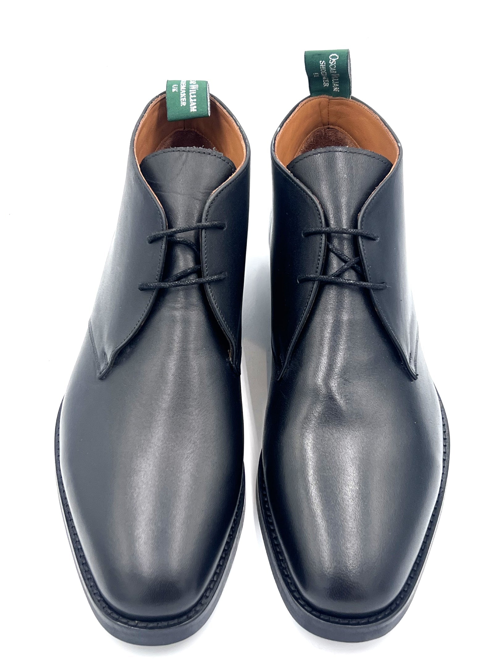Oscar William Handcrafted Black Chukka Boots Top View