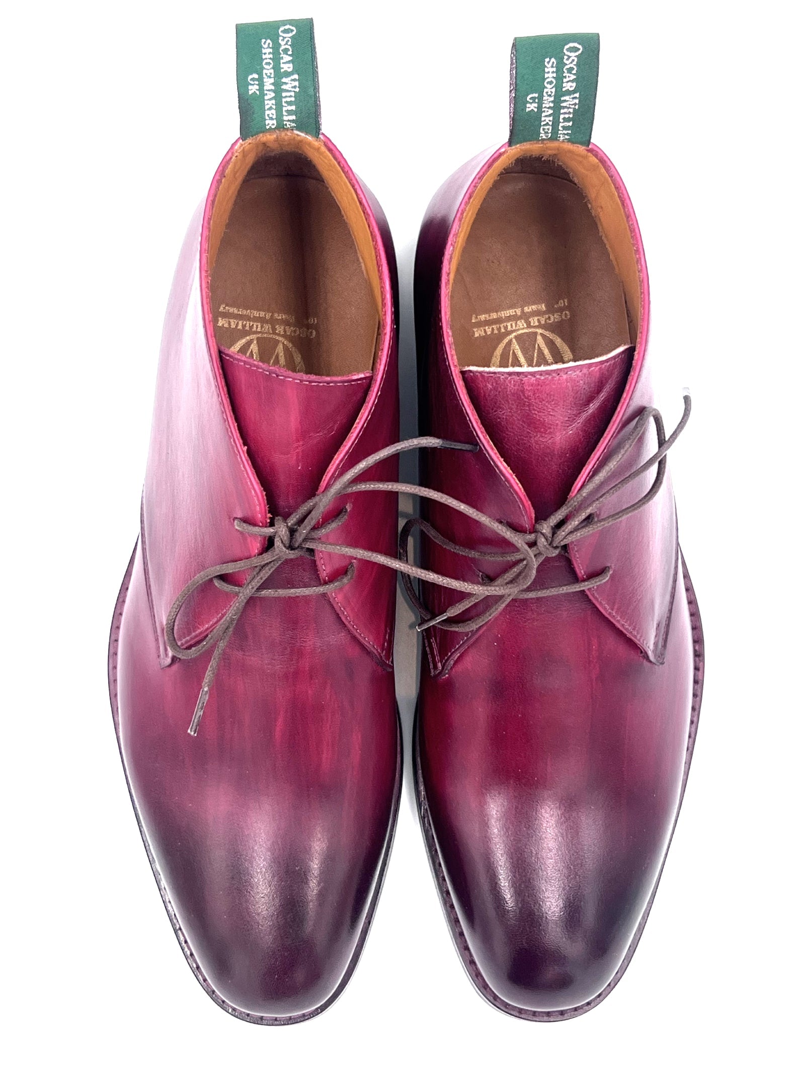 Oscar William Burgundy Patina Chukka Boots – Handmade Leather
