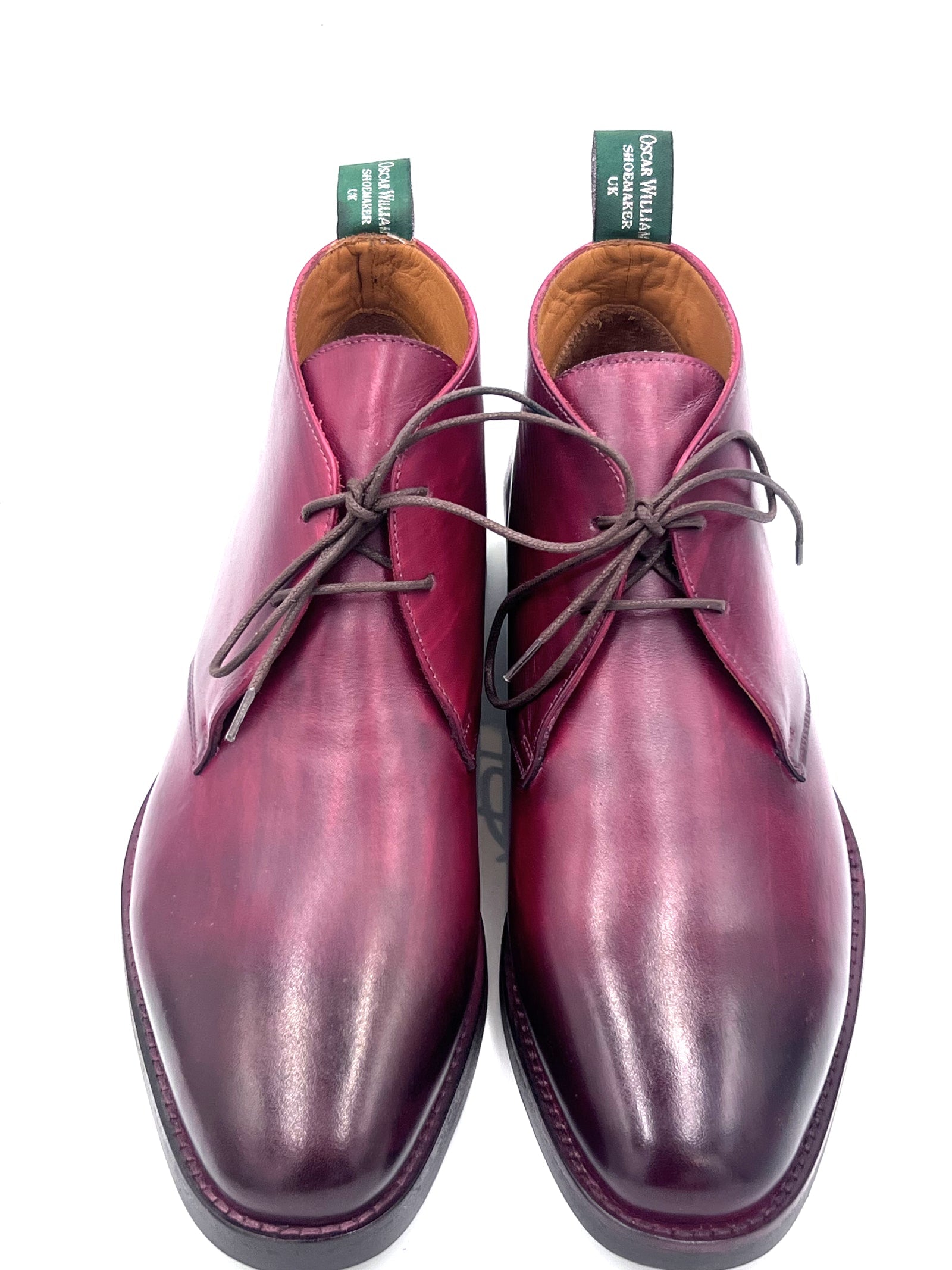 Oscar William Burgundy Patina Chukka Boots – Handmade Leather