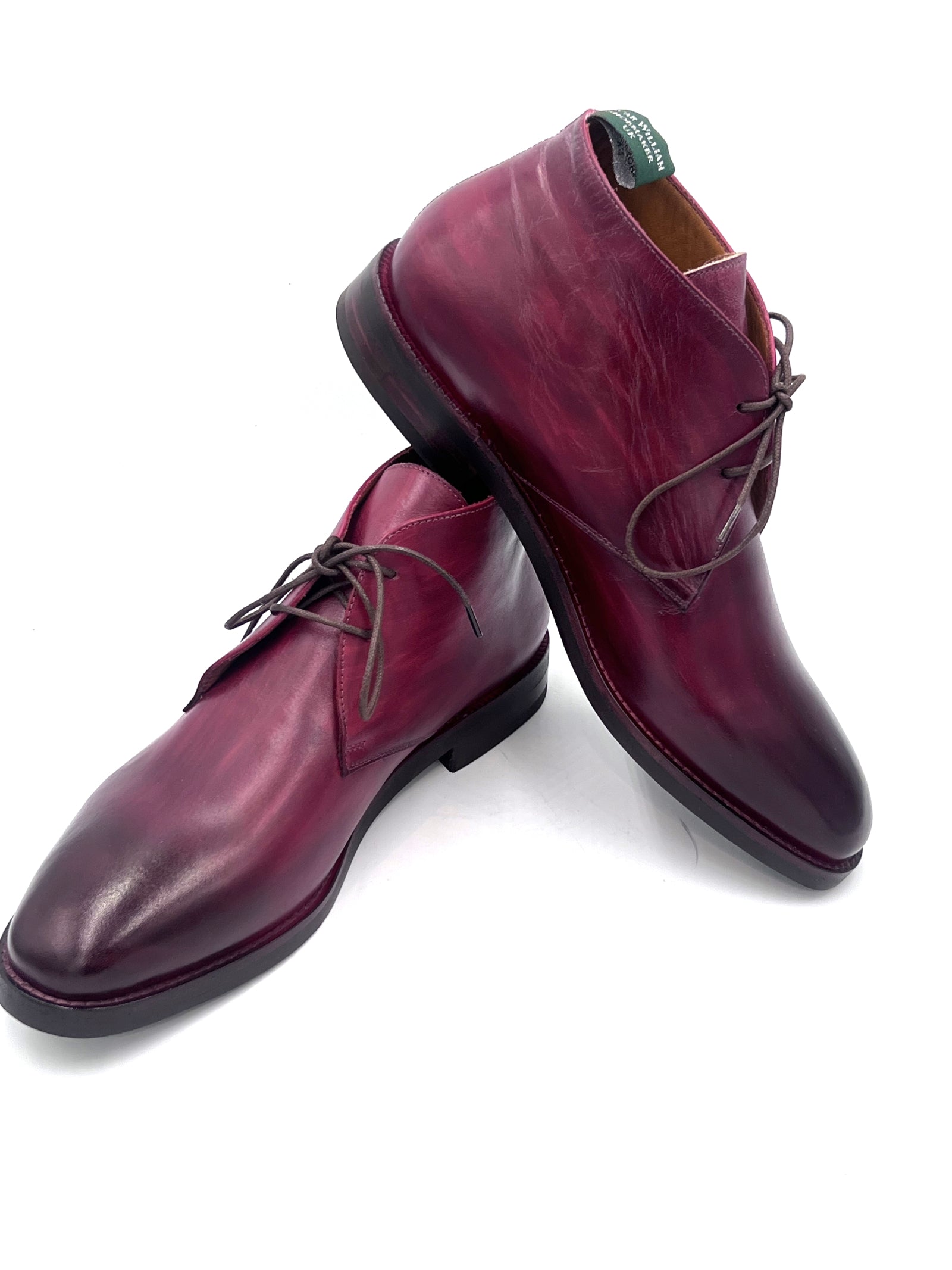 Oscar William Burgundy Patina Chukka Boots – Handmade Leather