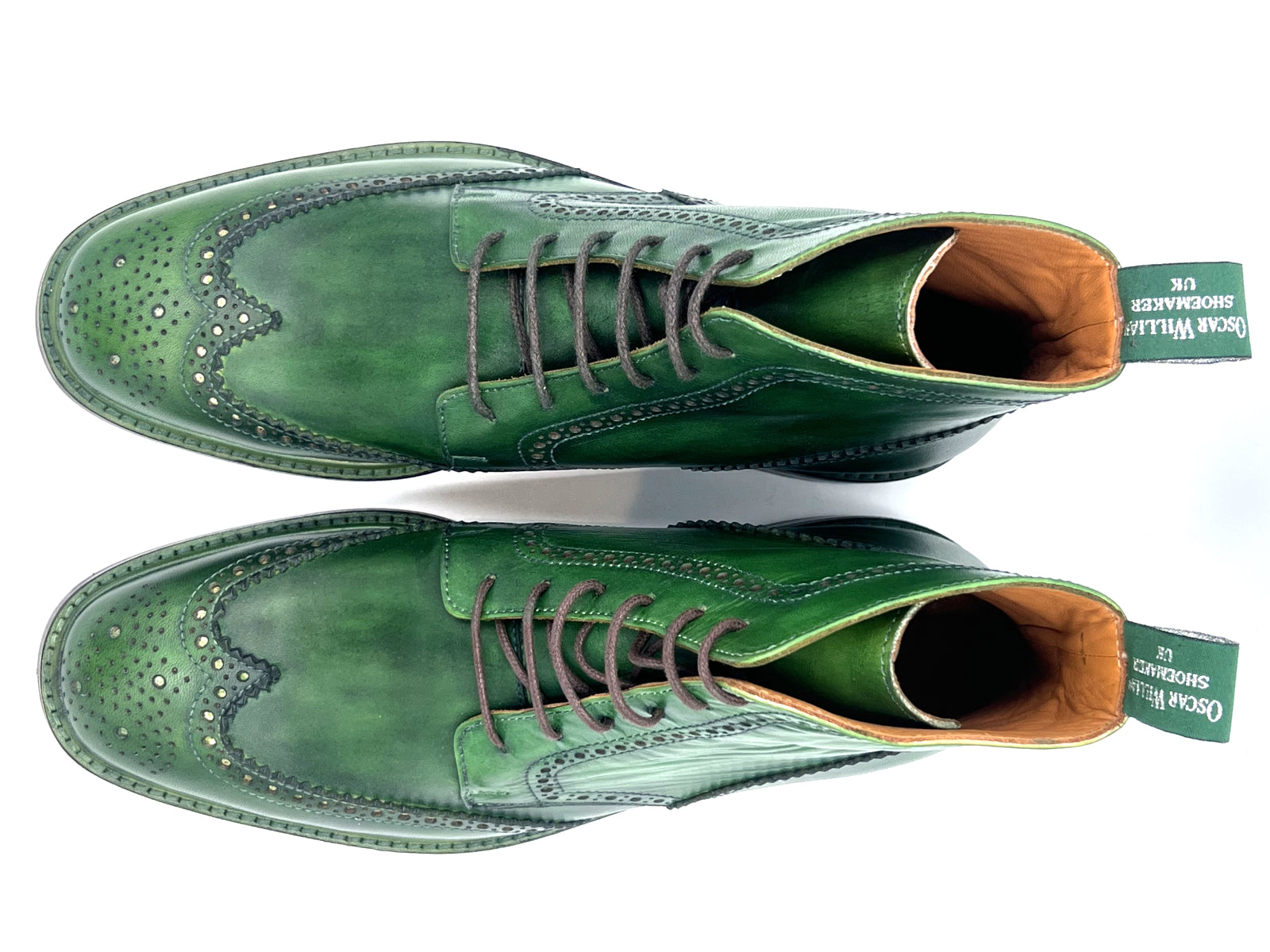 Oscar William Green Patina Brogues – Savile Row Inspired British Elegance