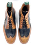 Oscar William Brogue Boots – Light Tan / Navy Blue Mix Patina