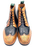Oscar William Brogue Boots – Light Tan / Navy Blue Mix Patina