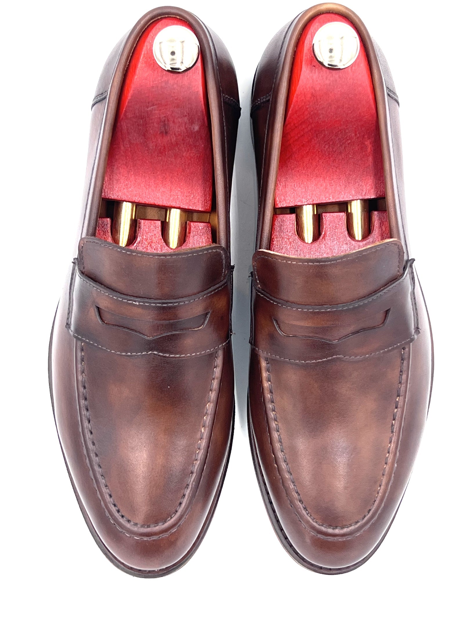 Oscar William Penny Loafer – Shaded Brown Patina