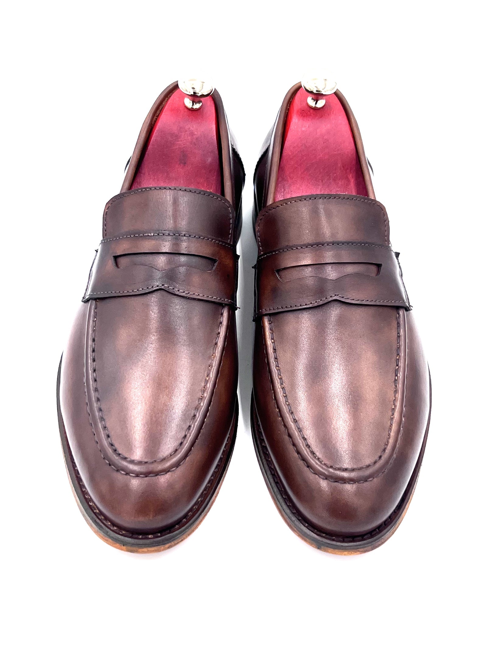 Oscar William Penny Loafer – Shaded Brown Patina