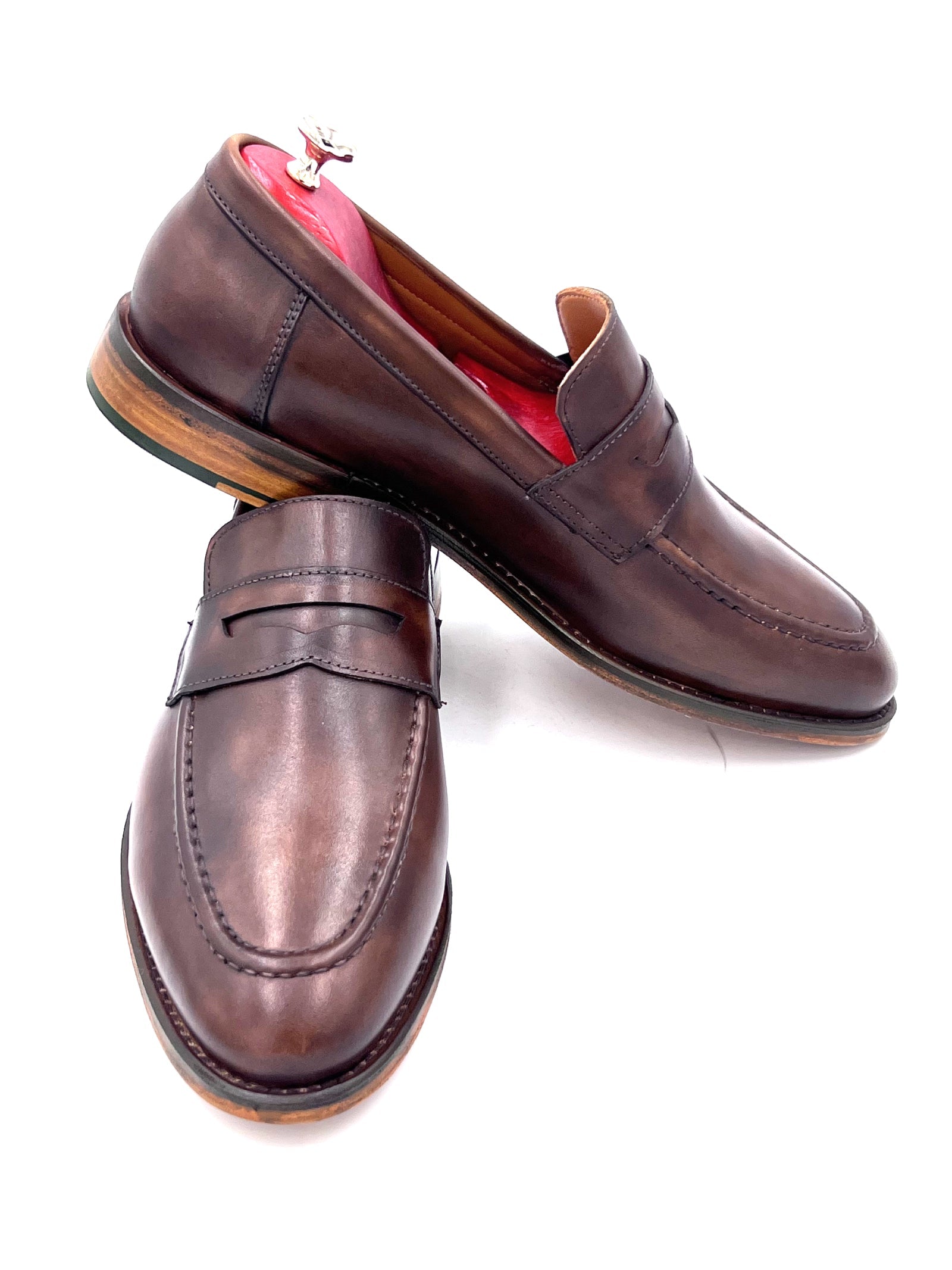 Oscar William Penny Loafer – Shaded Brown Patina