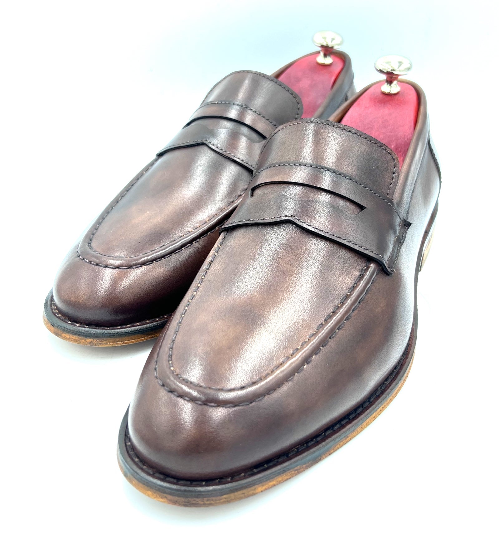 Oscar William Penny Loafer – Shaded Brown Patina