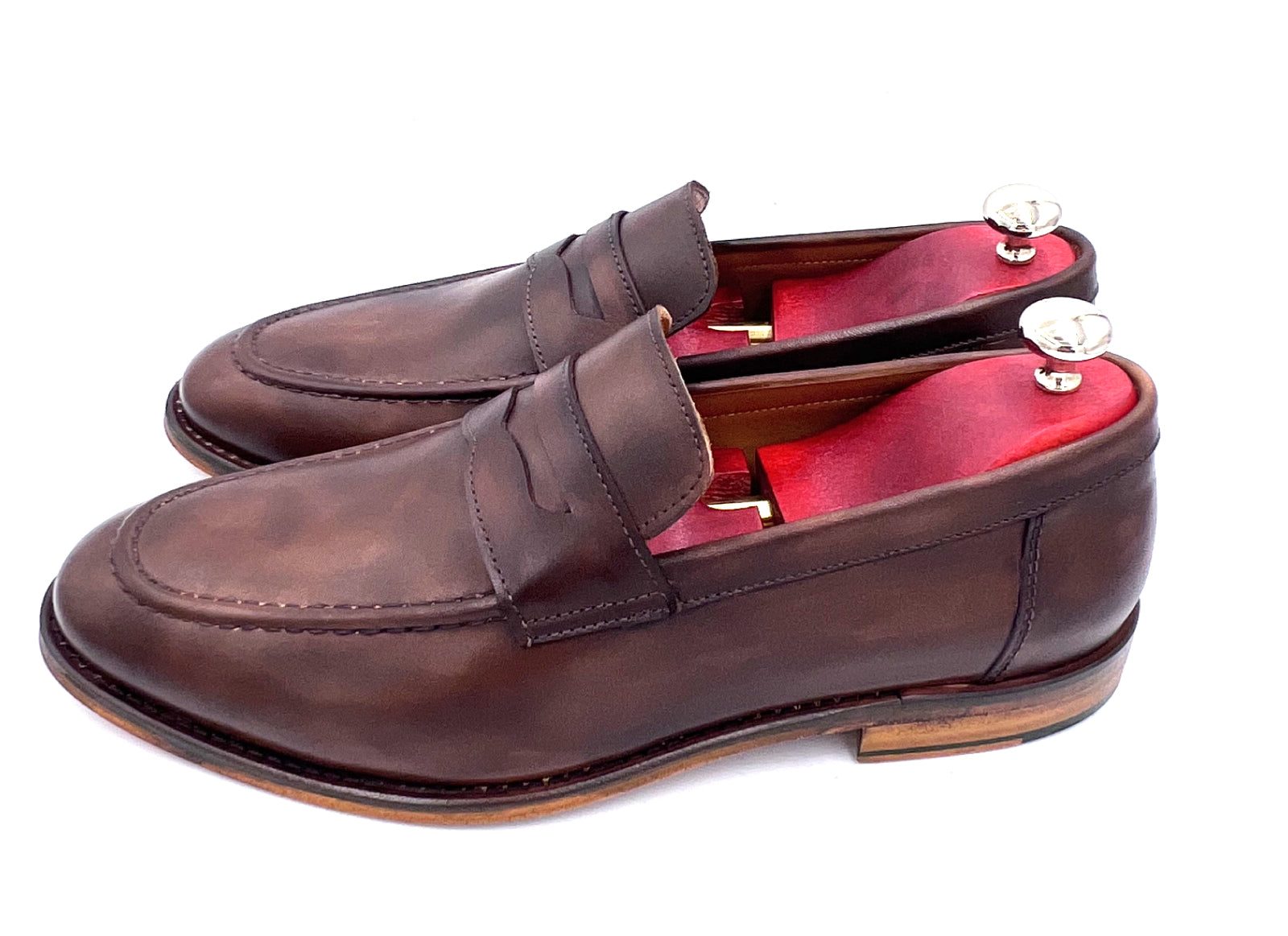 Oscar William Penny Loafer – Shaded Brown Patina