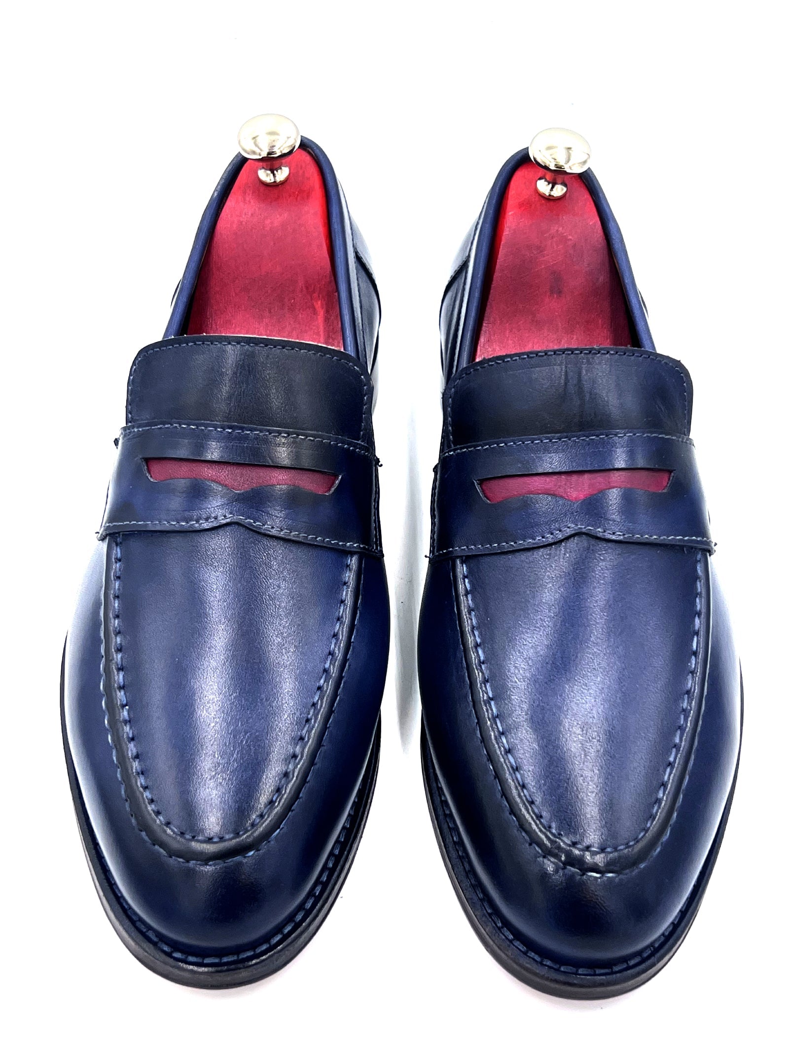 Oscar William Penny Loafers – Navy Blue | Leather Sole
