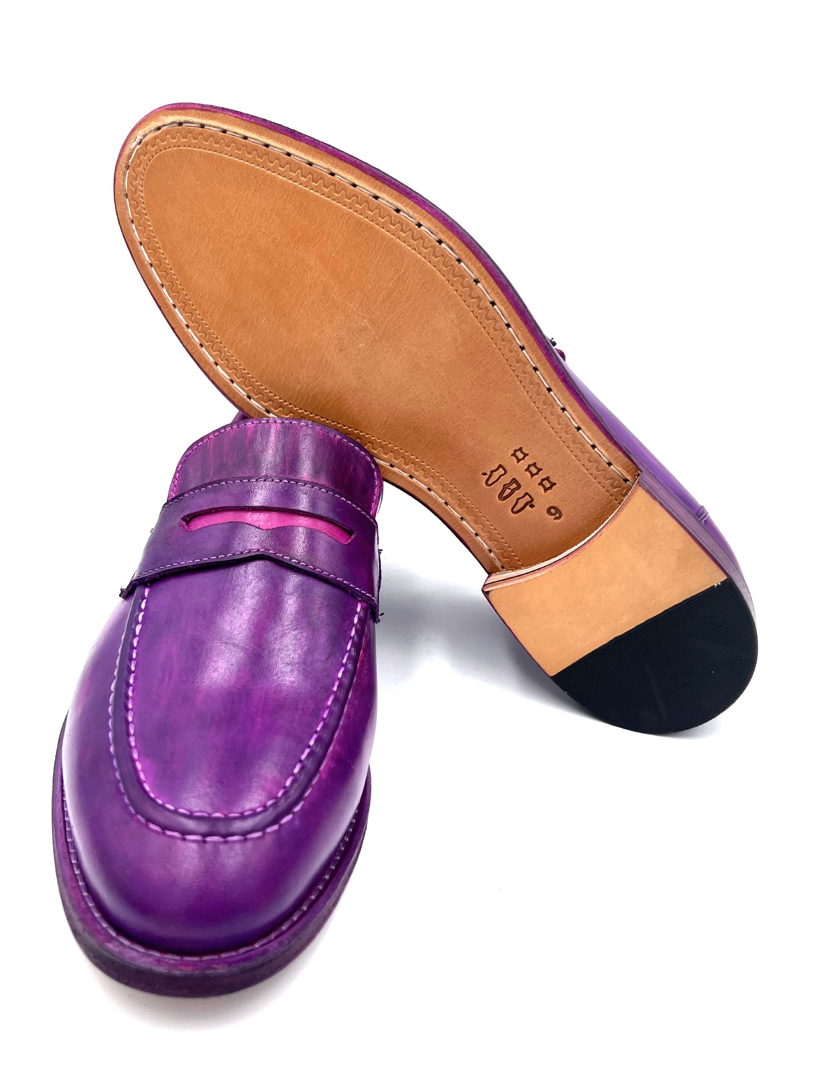 Oscar William Penny Loafers – Patina Purple | Leather Sole