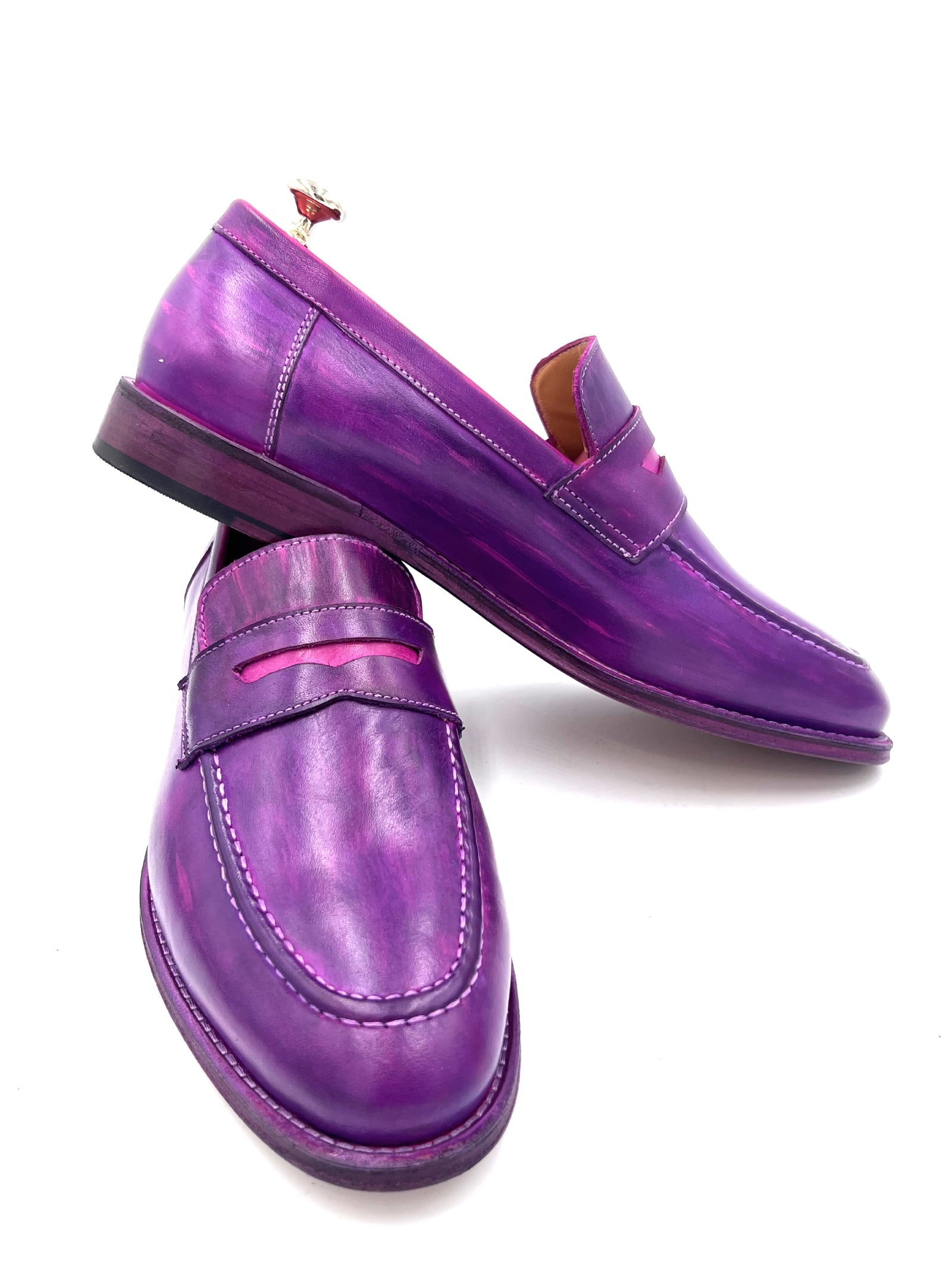 Oscar William Penny Loafers – Patina Purple | Leather Sole