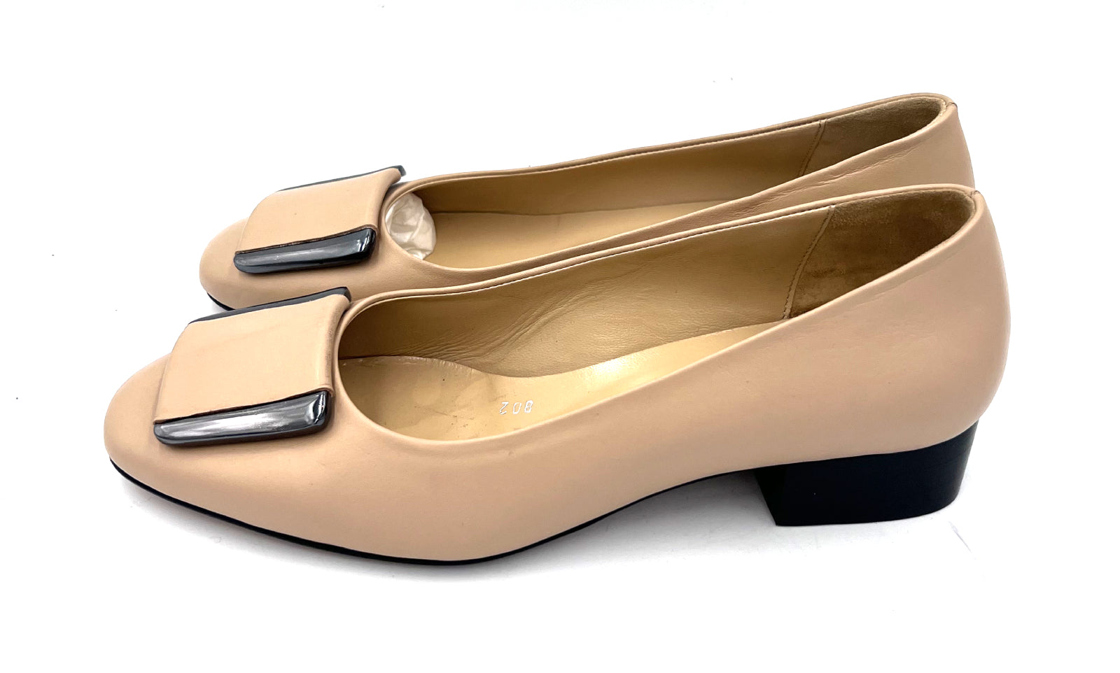 Oscar William Women’s Beige Leather Shoes with Buckle