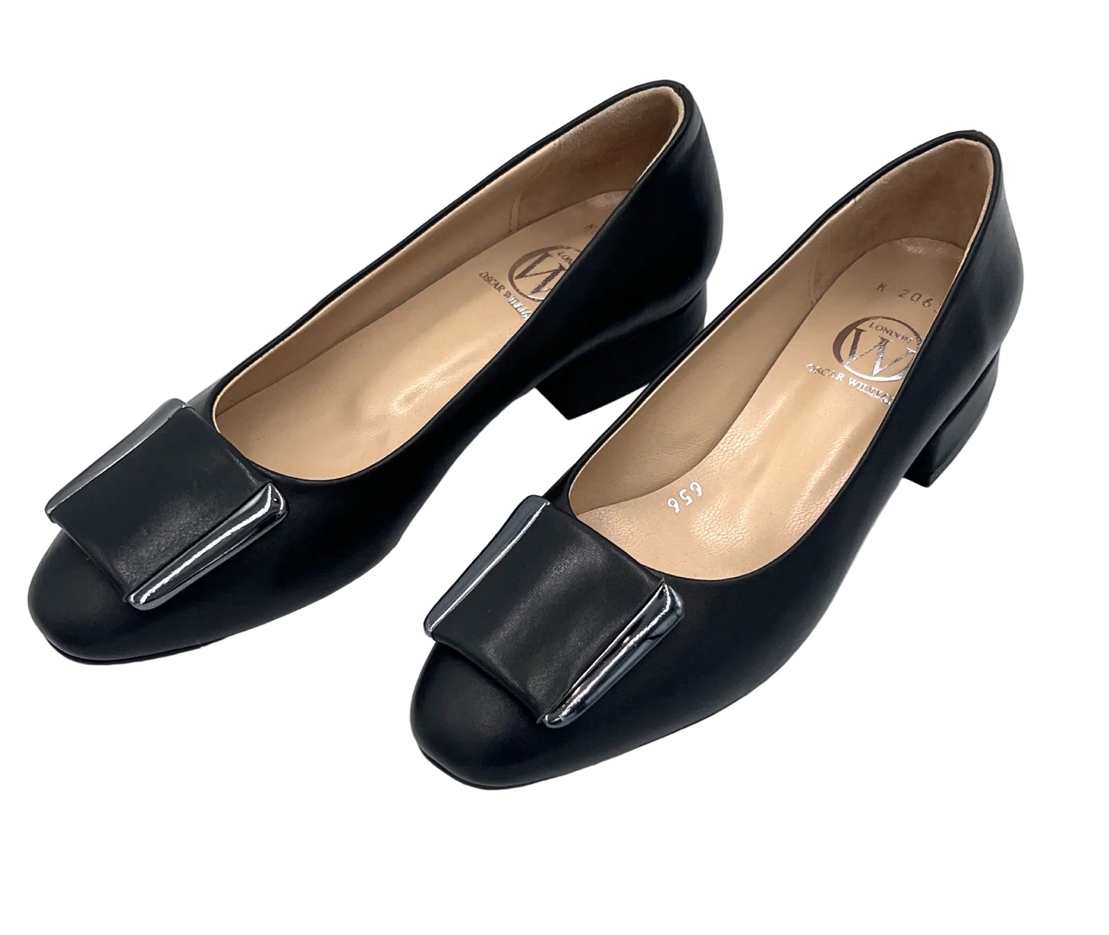 Oscar William Pump – Black with Buckle | Leather Sole