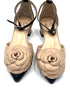 Oscar William Floral Pointed Pump – Beige & Black