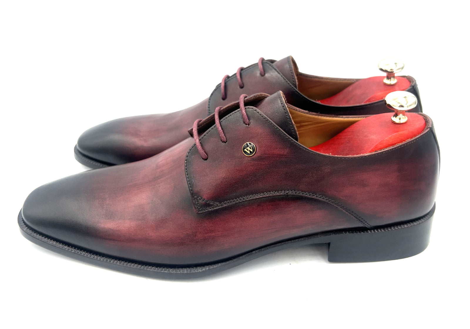Oscar William Patina Derby – Burgundy / Black | Leather Sole