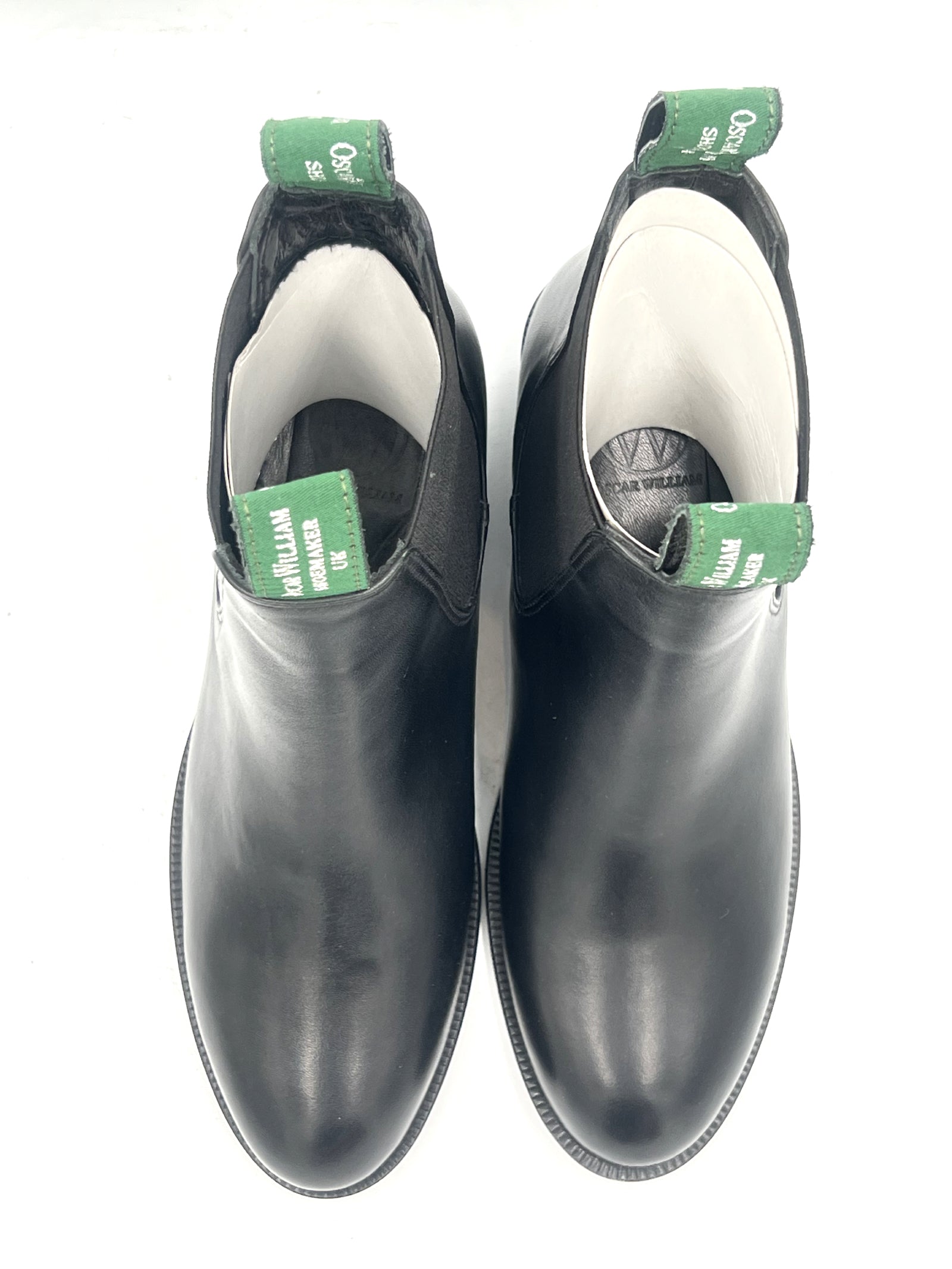 Oscar William Women's Chelsea Boots in Black Leather with Leather Sole
