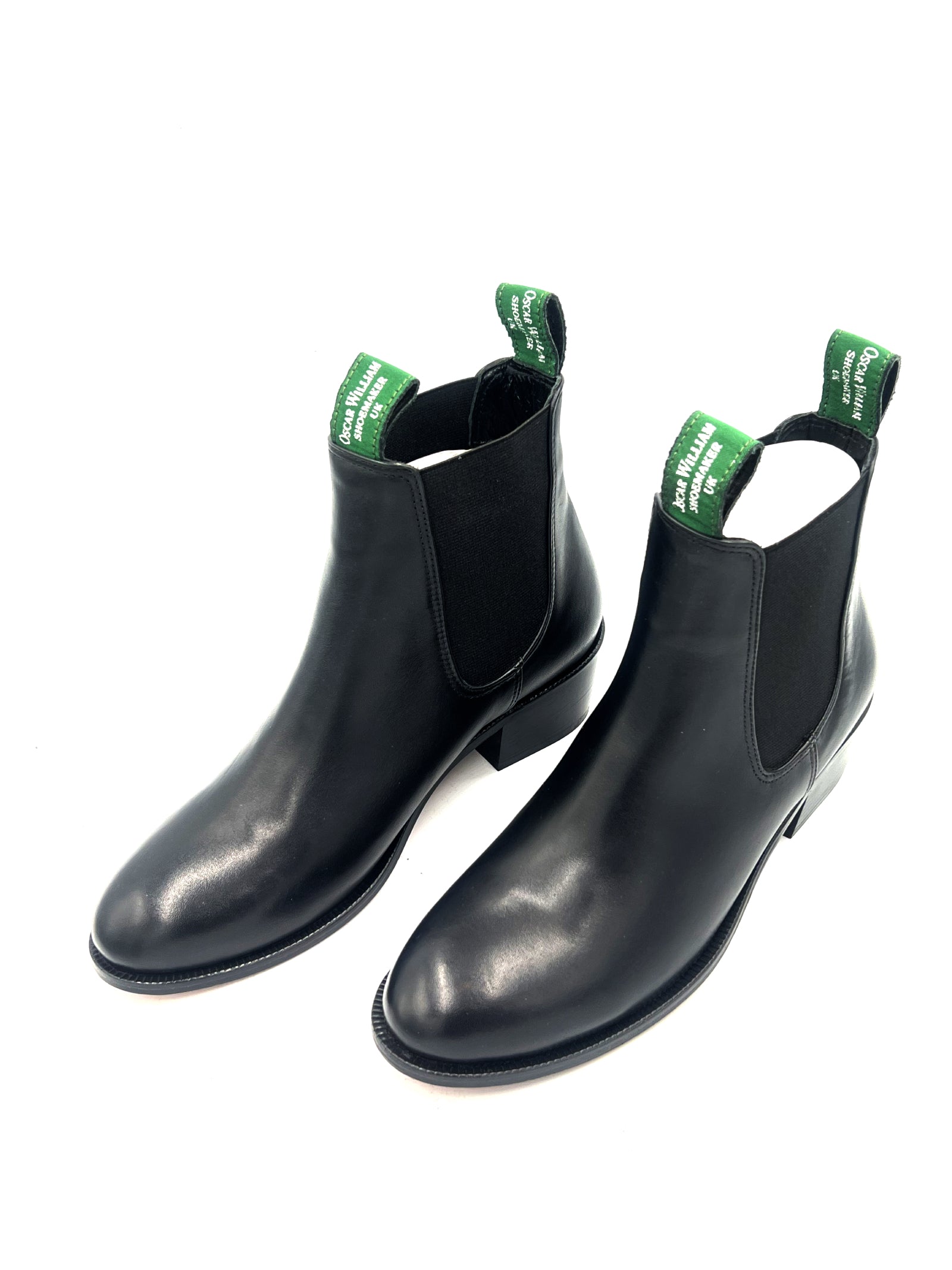 Oscar William Women's Chelsea Boots Black Leather with Leather Sole