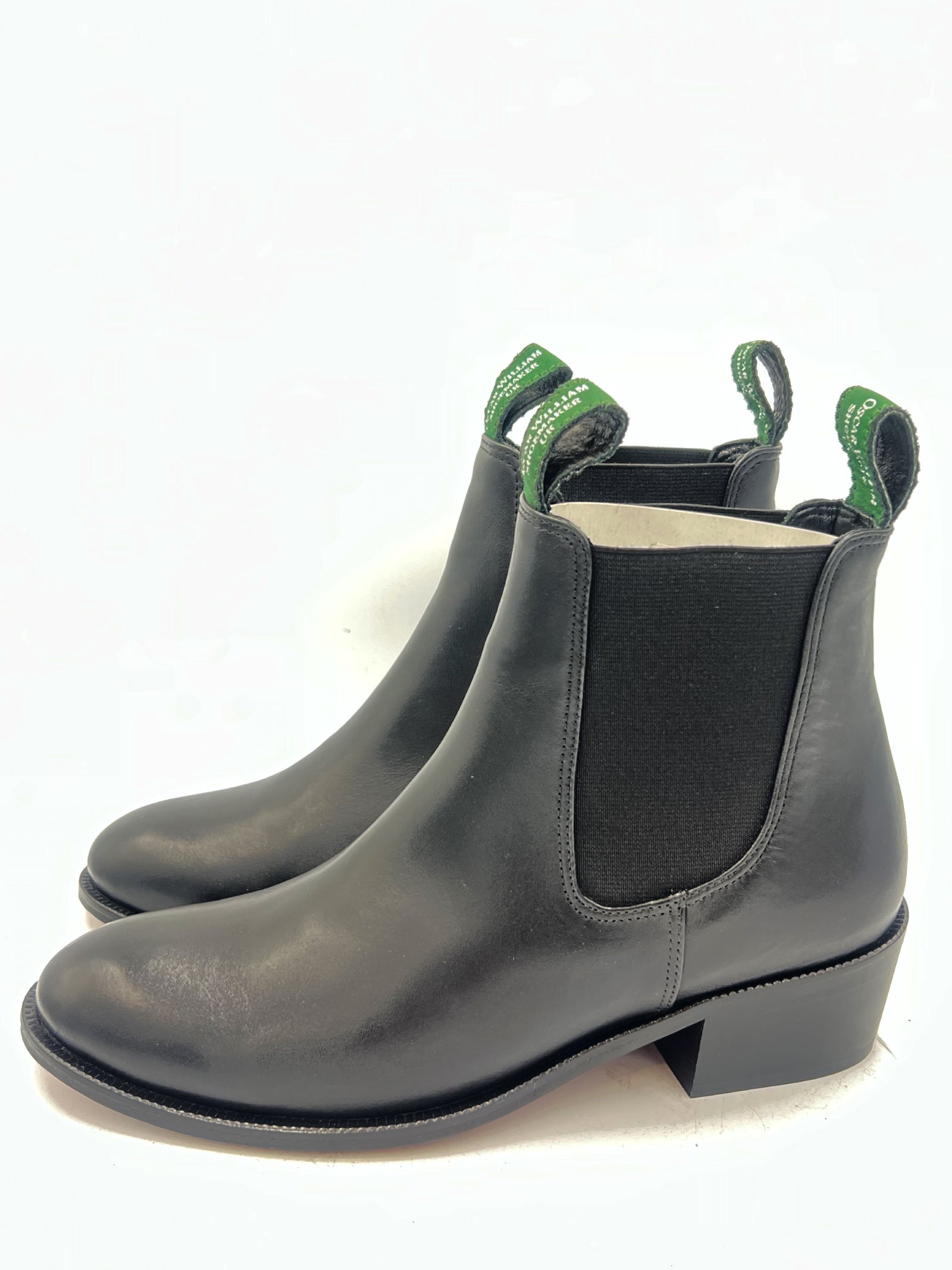 Oscar William Women's Chelsea Boots in Black Leather with Leather Sole
