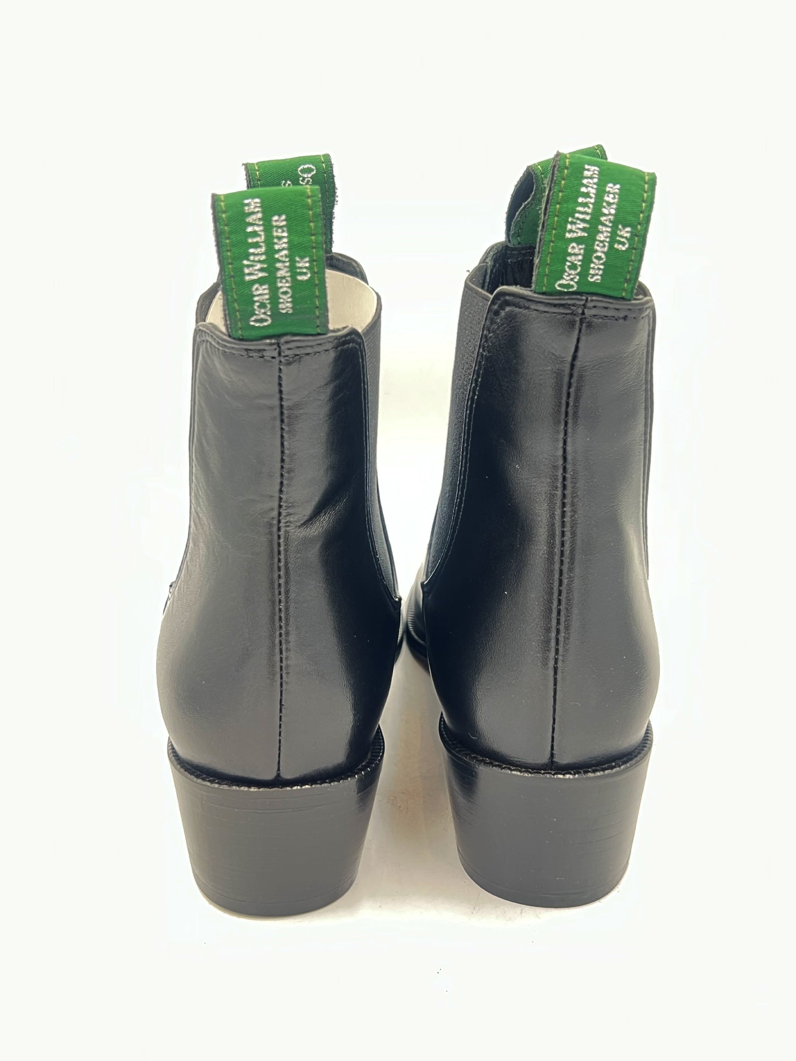 Oscar William Women's Chelsea Boots in Black Leather with Leather Sole