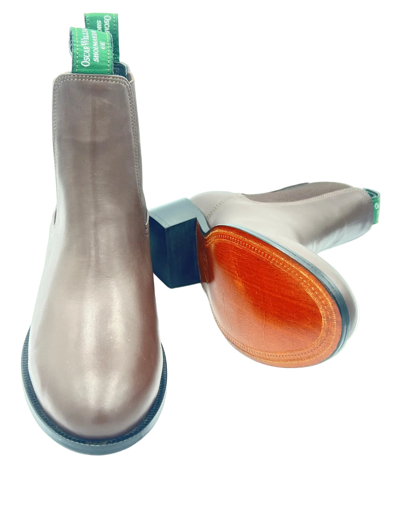 Oscar William Women's Chelsea Boots Brown Leather with Leather Sole