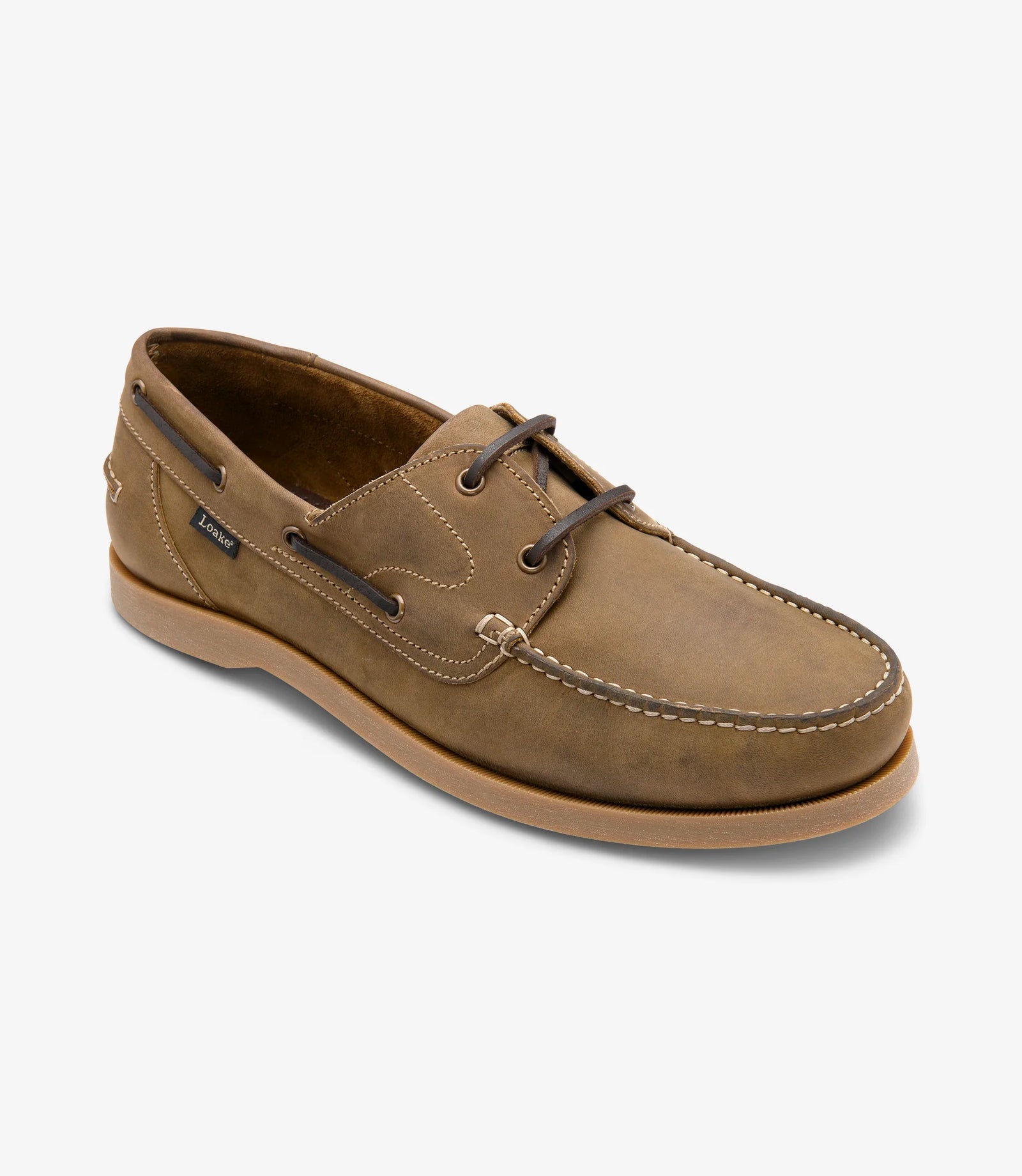 Loake Padstow Brown Oiled Nubuck Deck Shoes for Men