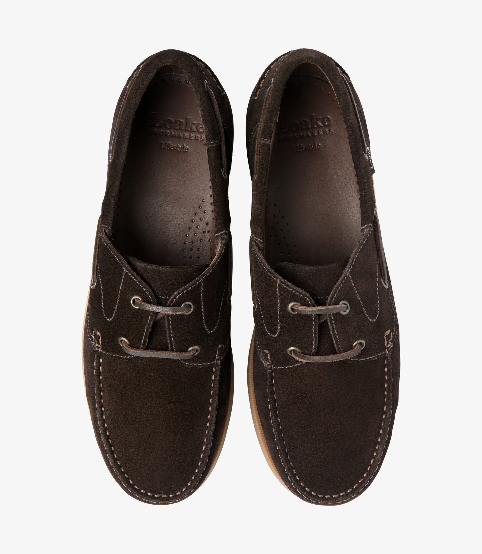 Loake Padstow Dark Brown Suede Deck Shoes for Men